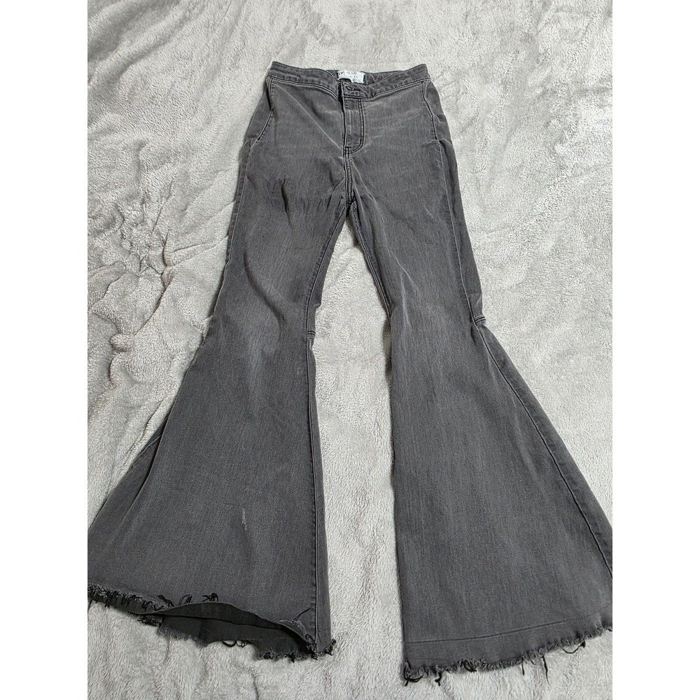 Free People Jeans Womens 29 Gray High Rise Flare Bell Bottom Raw Hem Denim Pants
